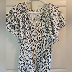 Jade Melody Tam Black White Butterfly Style Top Blouse